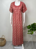 Red Pure Cotton Nightgown Soft & Comfortable