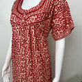 Red Pure Cotton Nightgown Soft & Comfortable