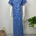 Royal Blue Pleated Cotton Nightgown