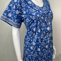 Royal Blue Pleated Cotton Nightgown