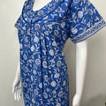 Royal Blue Pleated Cotton Nightgown