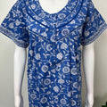 Royal Blue Pleated Cotton Nightgown