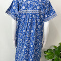 Royal Blue Pleated Cotton Nightgown