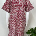 Red Pleated 100% Cotton Women's Nightgown