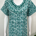Sea Green Printed 100% Cotton Nighty for Women