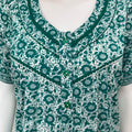 Sea Green Printed 100% Cotton Nighty for Women