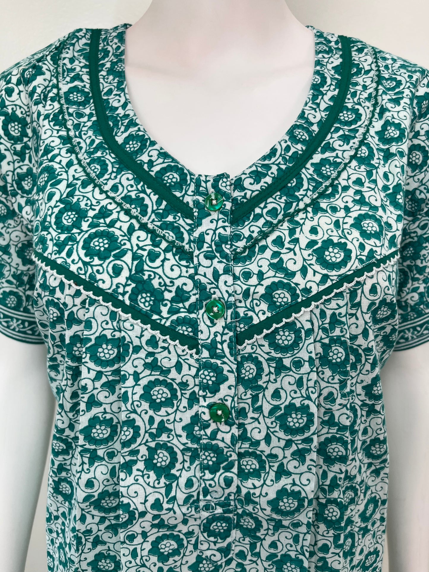 Sea Green Printed 100% Cotton Nighty for Women
