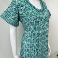 Sea Green Printed 100% Cotton Nighty for Women