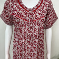 Red Pleated 100% Cotton Women's Nightgown