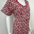 Red Pleated 100% Cotton Women's Nightgown