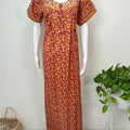 Red Floral 100% Cotton Nighty for Women
