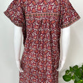 Maroon Pleated Cotton Nightgown Elegant & Comfortable