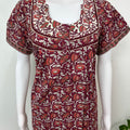 Maroon Pleated Cotton Nightgown Elegant & Comfortable