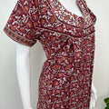 Maroon Pleated Cotton Nightgown Elegant & Comfortable
