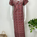 Maroon Pleated Cotton Nightgown Elegant & Comfortable
