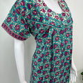 Sea Green Floral Printed Cotton Nightgown