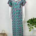 Sea Green Floral Printed Cotton Nightgown