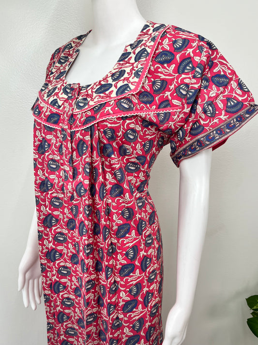 Pink Pure Cotton Nightgown Soft & Comfortable
