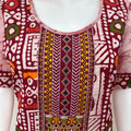 Red Batik Pure Cotton Embroidered Nighty