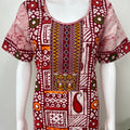 Red Batik Pure Cotton Embroidered Nighty