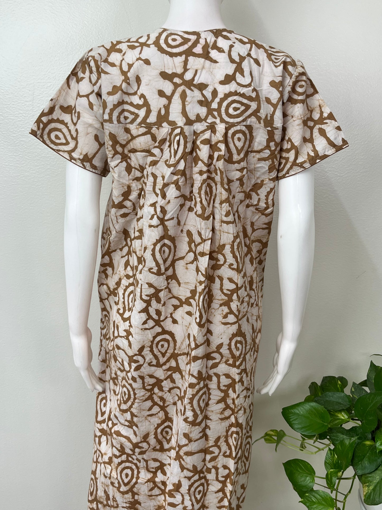 Coffee Batik Printed 100% Cotton Women's Nightgown