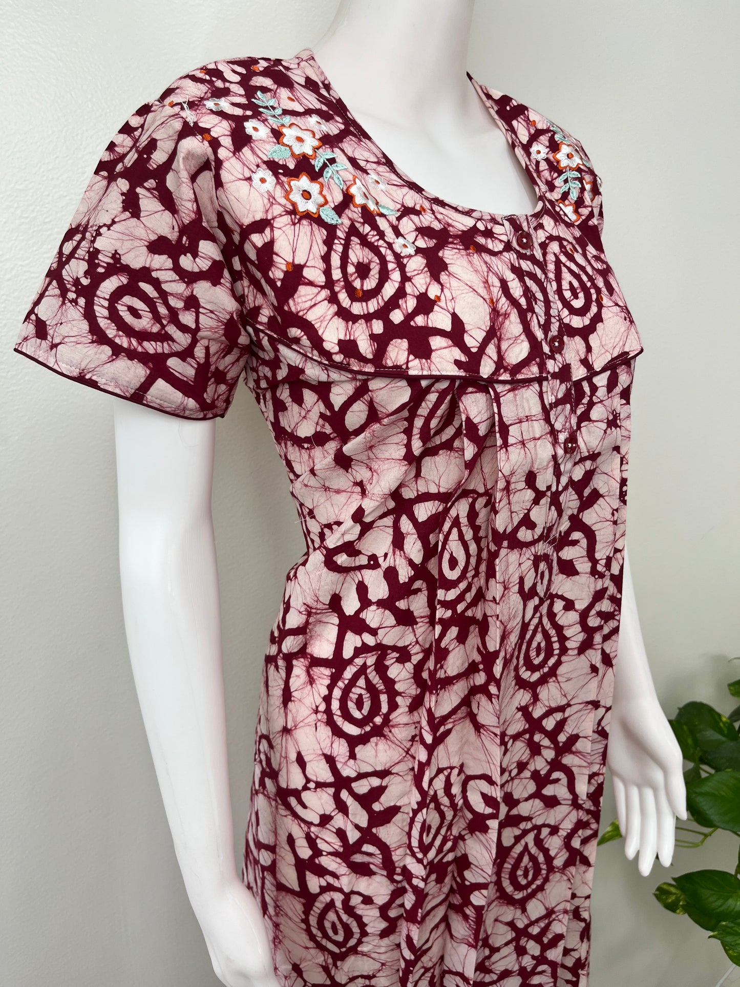 Red Pure Cotton Nighty Elegant & Breathable