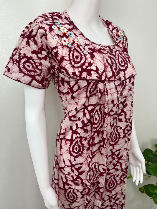 Red Pure Cotton Nighty Elegant & Breathable