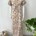 Brown Batik Printed Pure Cotton Nightgown