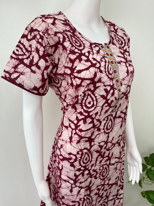Red Batik 100% Cotton Nighty Soft & Comfortable