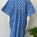 Blue Pleated 100% Cotton Women's Nighty