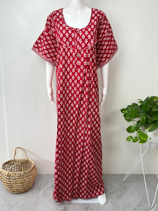 Red Printed Pure Cotton Nightgown