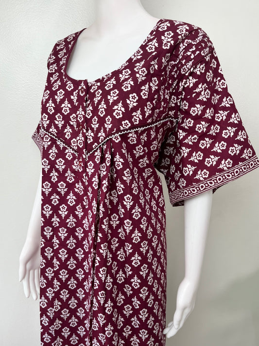 Wine Pure Cotton Nighty Soft & Comfortable