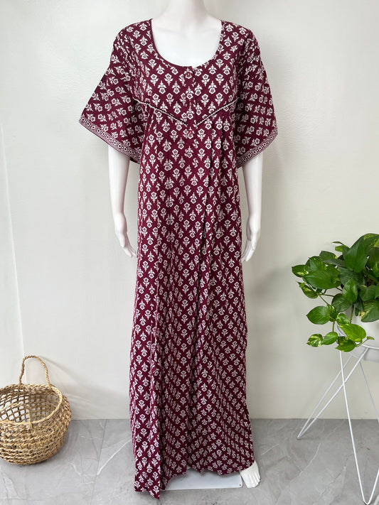 Wine Pure Cotton Nighty Soft & Comfortable