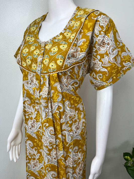 Yellow Pure Cotton Nightgown Soft & Comfortable
