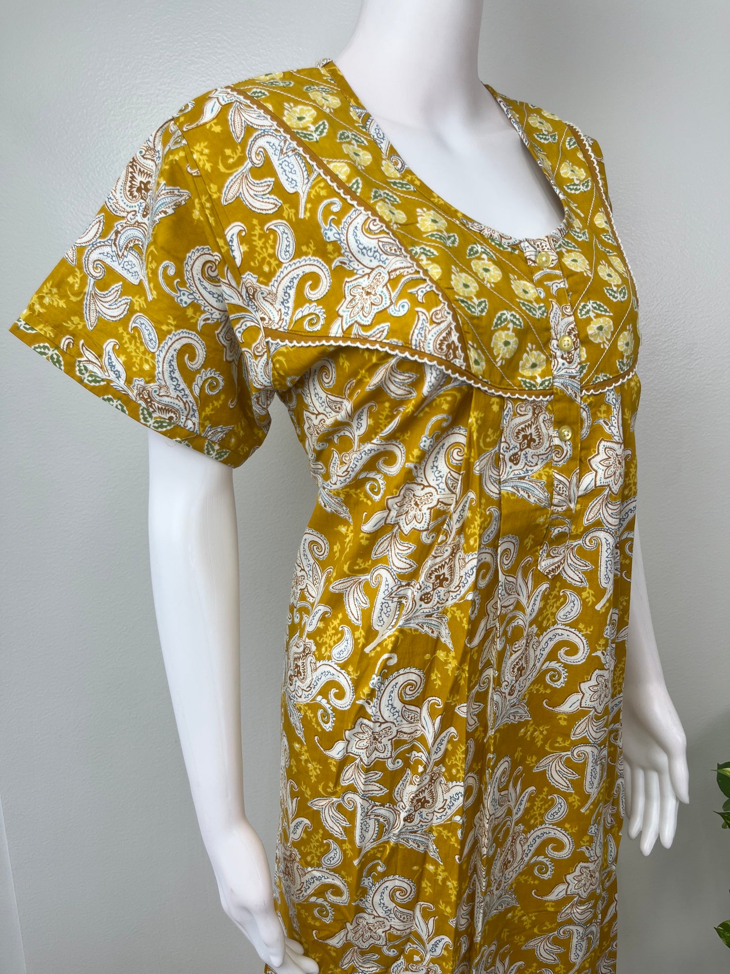 Yellow Pure Cotton Nightgown Soft & Comfortable