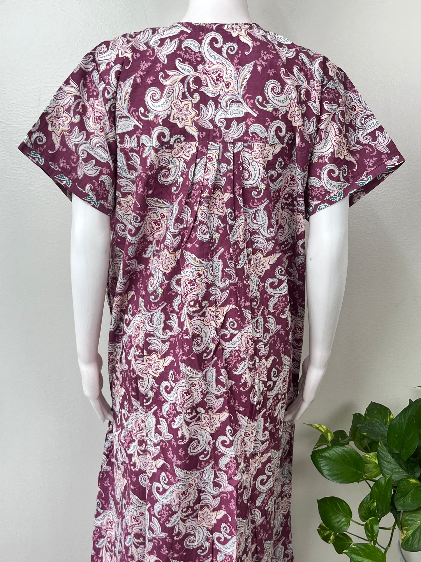 Magenta Floral Printed Cotton Nightgown