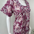 Magenta Floral Printed Cotton Nightgown