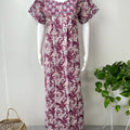 Magenta Floral Printed Cotton Nightgown