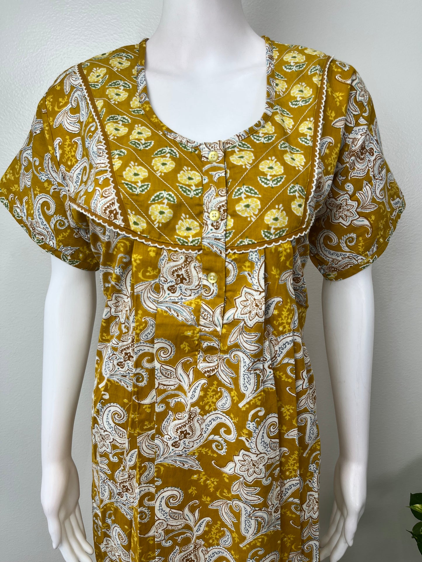 Yellow Pure Cotton Nightgown Soft & Comfortable