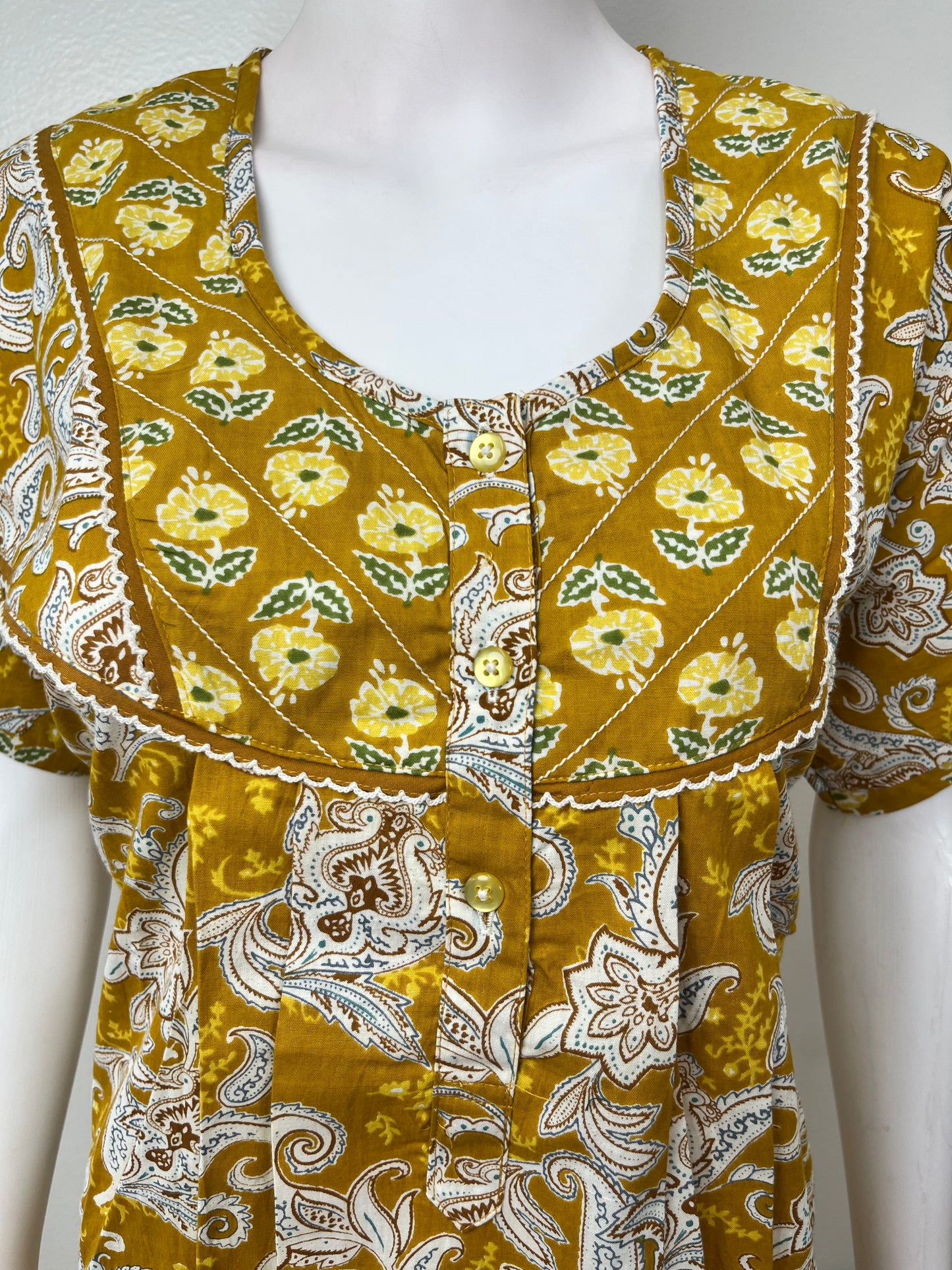 Yellow Pure Cotton Nightgown Soft & Comfortable