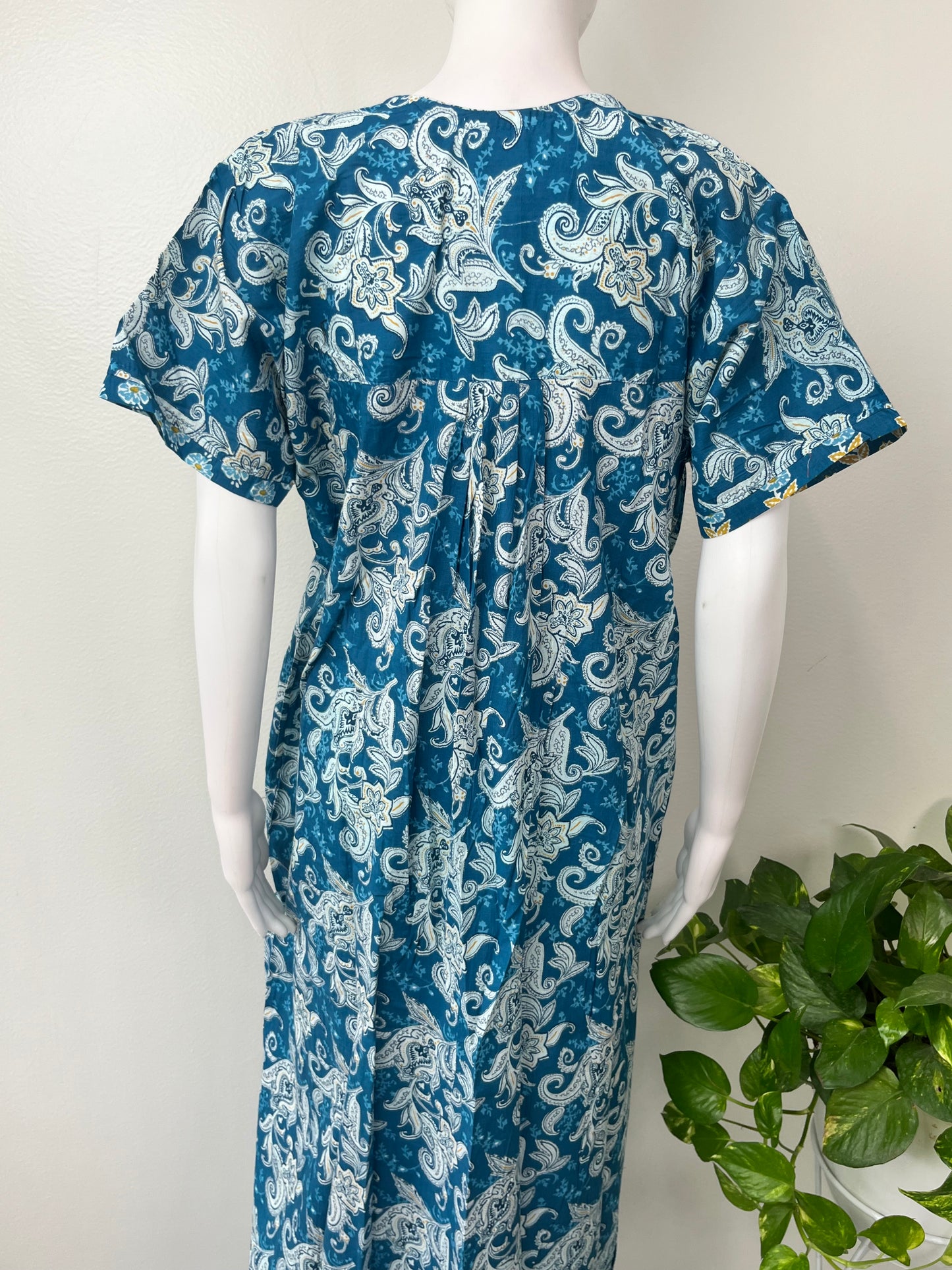 Royal Blue Pleated 100% Cotton Nighty