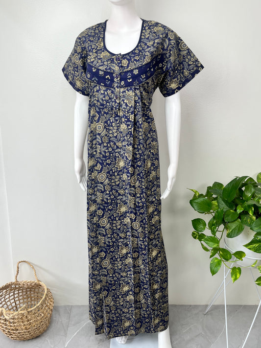 Navy Blue 100% Cotton Nighty Elegant & Comfortable