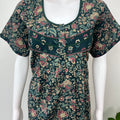 Bottle Green Floral Printed 100% Cotton Nightgown