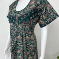 Bottle Green Floral Printed 100% Cotton Nightgown