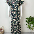 Bottle Green Pleated 100% Cotton Women's Nighty