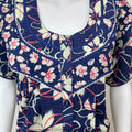 Navy Blue Floral Printed 100% Cotton Nightgown