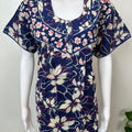 Navy Blue Floral Printed 100% Cotton Nightgown