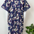 Navy Blue Floral Printed 100% Cotton Nightgown