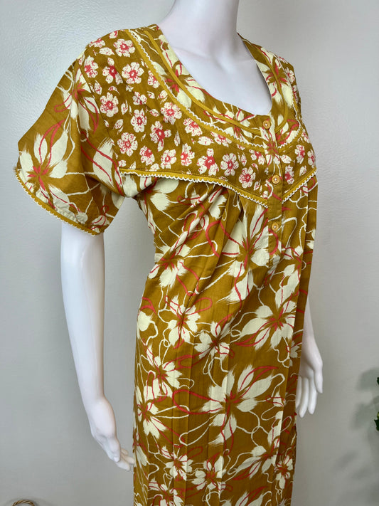 Mustard Pure Cotton Nighty for Women
