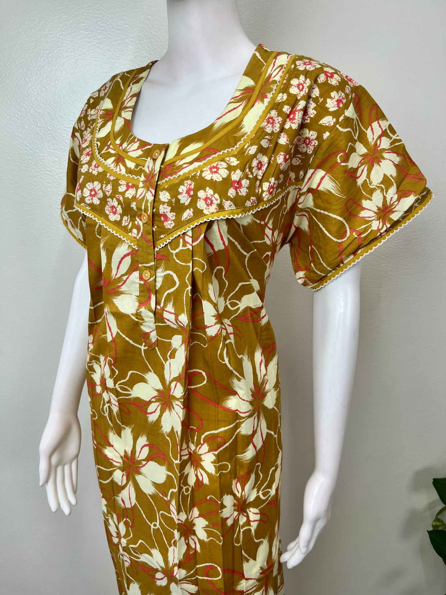 Mustard Pure Cotton Nighty for Women